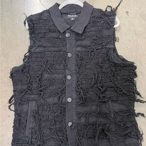 pleks black distressed denim vest size large